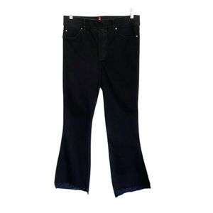 Spanx EveryWear Flare Black High Waisted Raw Hem Stretchy Pull-on Jeans size L